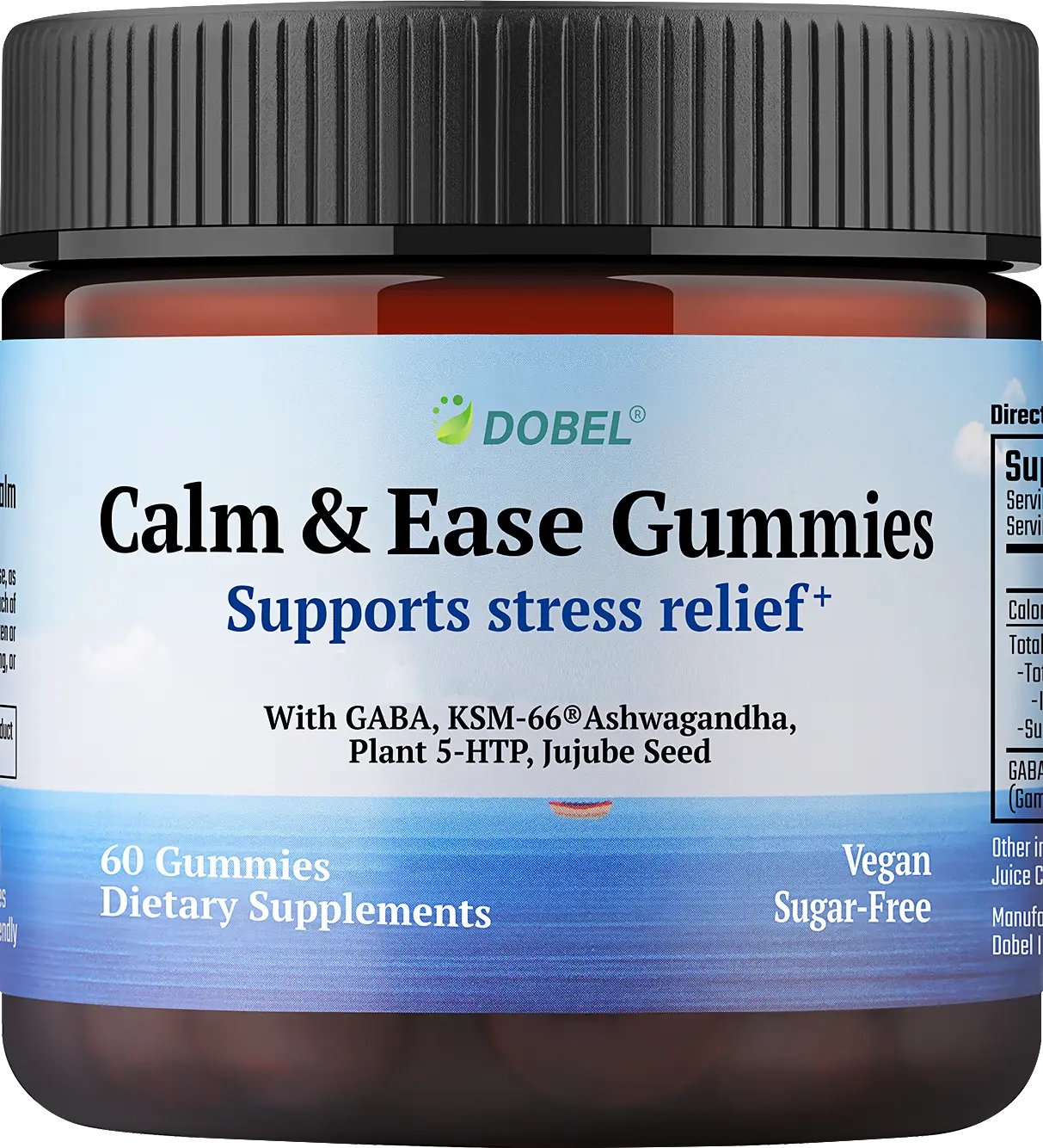 Dobel - Calm & Sleep Gummies for Adults | Calming Gummies with GABA, 5-HTP & Ashwagandha KSM-66, Sugar-Free, Vegan Bedtime Wind-Down Support, Natural Blueberry Flavor - 60 Count