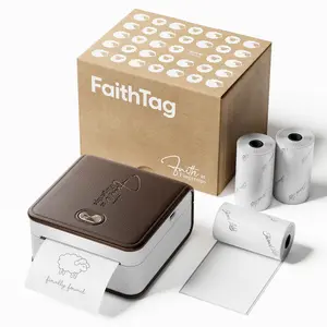 FaithTag Bible Study Journaling Supplies, Mini Sticker Printer F21, Christian Gifts for Women, Men, Kids, Bible Index Tabs. Coloring, Bookmarks, Note, Sunday School Gifts Kit Limited Edition - Brown