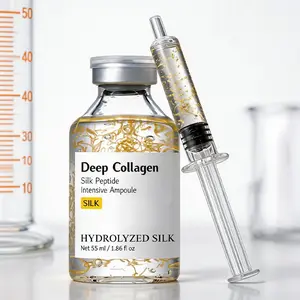 55ML Silk Collagen Peptide Ampoule Serum, Firming Anti-Wrinkle Deep Hydration Moisturizing Soothing Essence, Skincare Essential