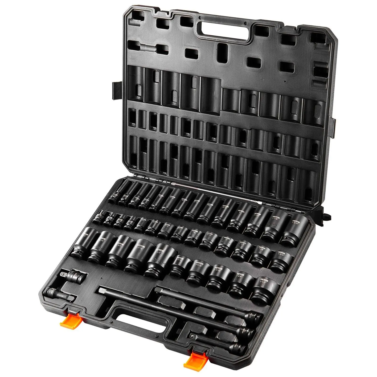 【summerfinds】VEVOR 43pcs 6-Point 1/2in Drive Impact Ratchet Socket Wrench Set, Industrial Tool Kit with Bits, Storage Case & Abundant Components, DIY Essential, Father's Day Gift