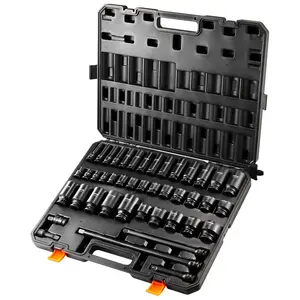 【Summervibes】VEVOR Impact Sockets Set 43pcs 6-Point 1/2in Drive Bit Ratchet Tool Kit Case
