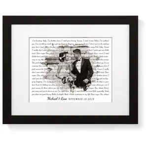 Personalized Music Lyrics Song Canvas Prints Music Artist Date Upload Photo on Prints Anniversary for Her,Wedding,Birthday,Engagement,Wall Decor