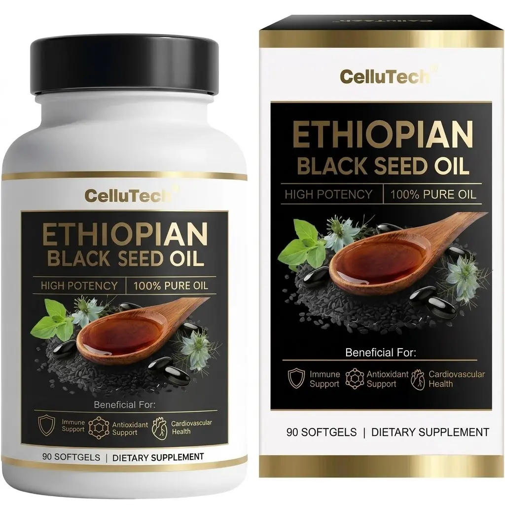 Ethiopian Black Seed Oil – 100% Pure Oil – High Potency – 90 Softgels – Dietary Supplement – Sourced from Ancient Ethiopian Seeds – GMP Certified