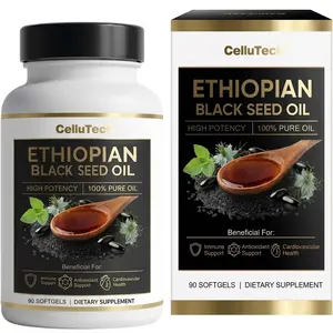 Ethiopian Black Seed Oil – 100% Pure Oil – High Potency – 90 Softgels – Dietary Supplement – Sourced from Ancient Ethiopian Seeds – GMP Certified