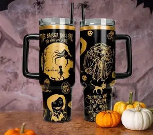 Coraline Spooky Fantasy Movie Inspired Tumbler 20oz 40oz, Gothic Doll Aesthetic Travel Mug, Cute Dark Theme Cup, Fan Gift 2026