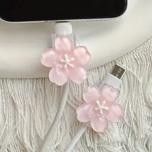 Cherry Blossom Cable Protector for Mobile Phone Charging, Cherry Blossom Cord Saver Sleeve – Data Line Protection Kit with No Battery, Perfect Gift for Birthday, Wedding, Valentine's Day, Graduation Season, Back-to-School, Father’s Day & Halloween