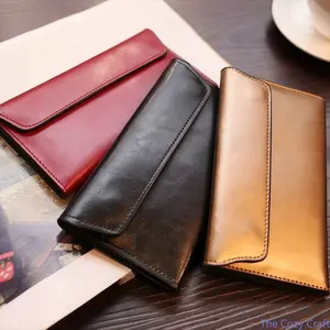 Women’s Long Leather Wallet, Slim Bifold Clutch with Snap Closure, Multi-Card Holder Organizer, Minimalist Business Wallet, Large Capacity Cowhide Purse for Daily & Travel Use summerwins
