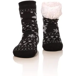 Fuzzy Warm Slipper Socks Women Winter floor Socks Super Soft lined with Grippers reading Socks Cozy Sleeping Reindeer Socks