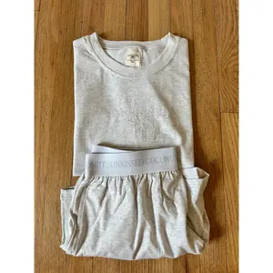 Pearl Grey Basic Watercolor Embroider Tee