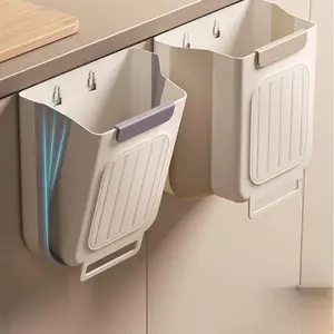 Hang-on-Cabinet Collapsible Trash Bin Thickened Wide Opening Easy Access Kitchen Waste Organizer 10L Capacity Space Saving。Buy a trash can, get garbage bags free!
