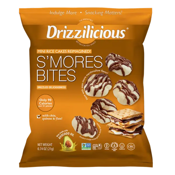 Drizzilicious S'mores Mini Rice Cake Gluten Free Bites, 0.74 oz