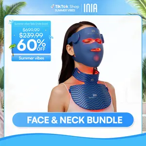 INIA GLOW 940nm 4D Face Mask & Neck Mask Bundle, Deep Dual NIR Repair (940+850nm), Cooling Therapy for Lift, Glow & Wrinkle Reduction, Face to Chest Anti-Aging,Mother's Day Special Gift