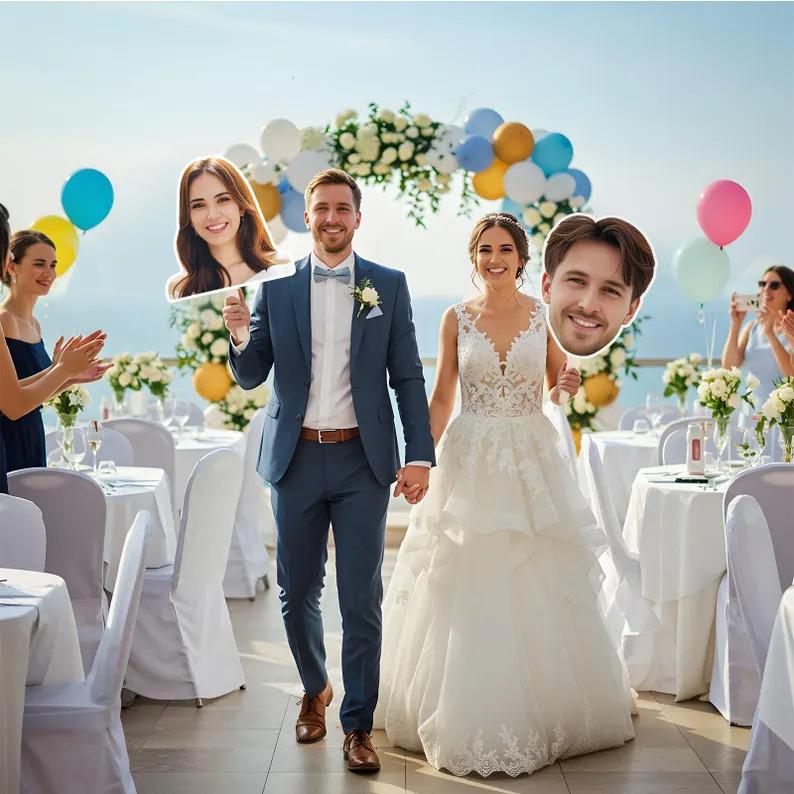 Custom Big Head Cutout on a Stick Personalized Face Signs for Wedding Decor Party Birthday Bachelorette 1PC Cardboard Supplies