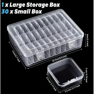 Bead storage box with lid, plastic organizer box for nail art and press-on nails, transparent divider box for hardware accessories