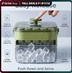 Double Layer Ice Cube Tray 50 Grids Large Capacity Push-Type Ice Mold, Fast Freezing Ice Box, Food Grade PP, Summer Home Essential for Cold Drinks