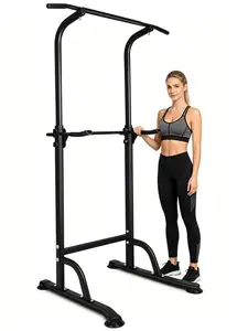 Multi-functional Standing Pull-up Training Rack | Sturdy steel structure (330 lbs load capacity), height adjustable, PU padding — a multi-functional full-body workout tool; suitable for home bodyweight training and small gyms.