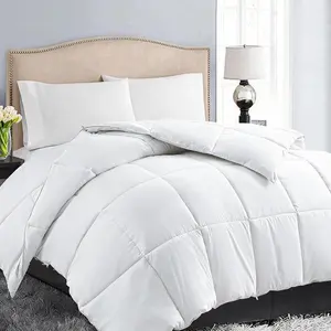 Down Alternative Comforter Queen Size - Quilted Duvet Insert for All, Soft Cozy with Corner Tabs, Summer Winter Warm Bedding, Pure White 88*88