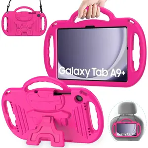 Case for  Galaxy Tab A9+/A9 Plus 11 Inch 2023 Case, with Strap, Shockproof Lightweight Handle Stand 2023 Model (SM-X210/X216/X218) with Lanyard, Rose