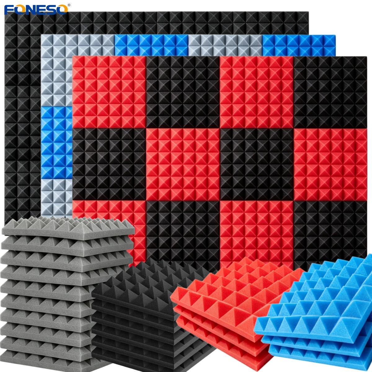 12x12x2 Inch Pyramid Acoustic Foam, 25kg/m³ High Density Soundproof Foam Panels, Fire Resistant Noise Dampening Sound Absorption Panels, Wall & Ceiling Acoustic Treatment Foam for Studio, Home & Meeting Room, 12-24 Pack