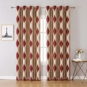 Wave Pattern Embroidered Heavy Curtain, Single Layer European Style Thick Fabric, Soft Light Blocking for Bedroom and Living Room Decor