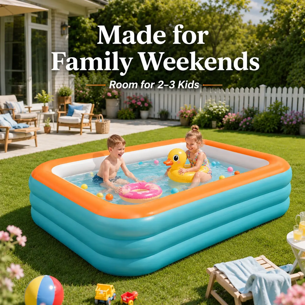 Large Inflatable Swimming Pool for Adults, Portable Swimming Pool, Indoor Outdoor Use, 120x68x27 Inches, Thickened 4-Layer Design, Backyard Garden Fun