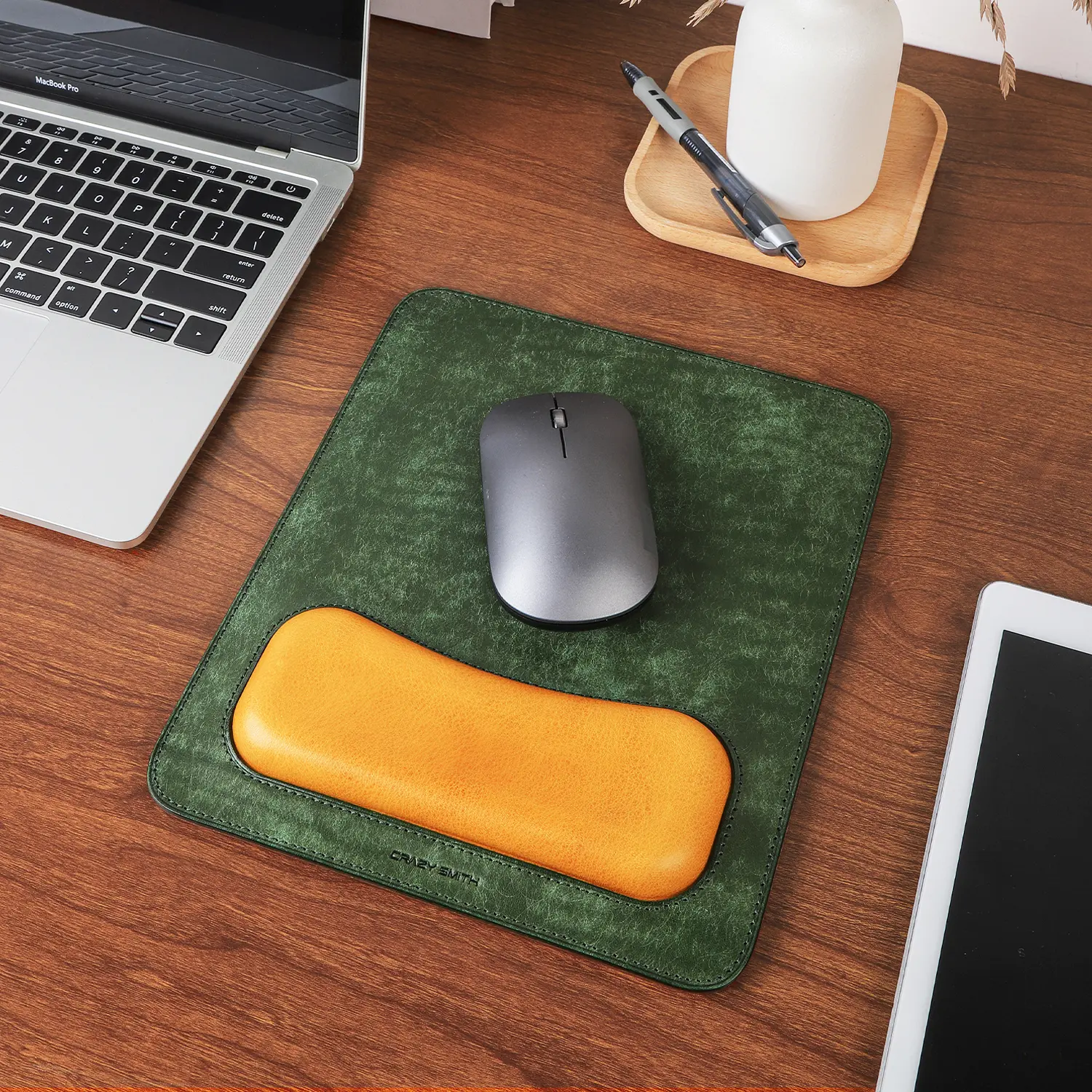 Leather Desk Mat Personalized Mousepad Premium Full Grain Cowhide Mouse Pad WFH Office Decor Handmade Gift for Husband, Father, Boss