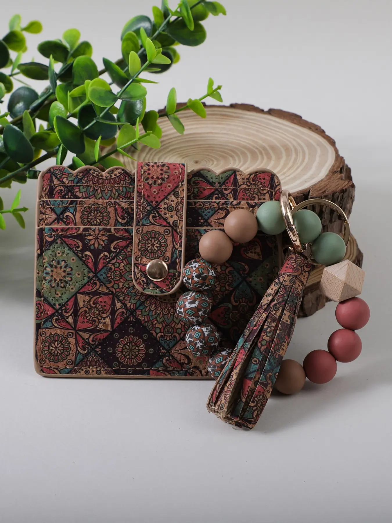 Tassel Keychain, Butterfly Print Travel Card Holder, Vintage Style, Boho Chic, Fashionable Card Holder, Wristband Keychain, ID Card Case, Portable Hanging Accessory, Card Slots, Casual Card Holder