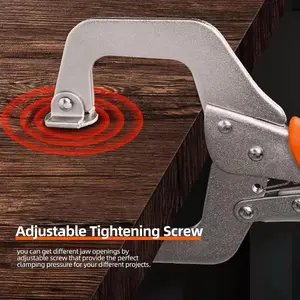 4pcs 6-Inch C-Clamp Set, Adjustable Heavy-Duty Locking Clamps with Swivel Tips, Includes Storage Bag, Ideal for Craftsmen, Home, and Workshop Use