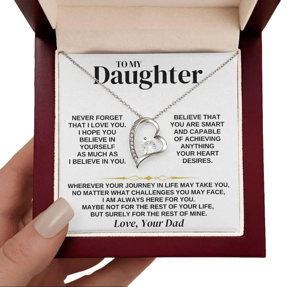 Necklace Jewelry To My Daughter with Message Card, Necklace Gift Set from Dad, for Daughters, Teenagers, Girls in Birthday Christmas