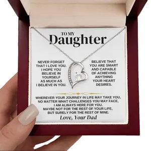 Necklace Jewelry To My Daughter with Message Card, Necklace Gift Set from Dad, for Daughters, Teenagers, Girls in Birthday Christmas