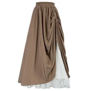 Women's Renaissance Skirts Double-Layer Maxi Long Skirt Women's Renaissance Skirts Double-Layer Maxi Long Skirt