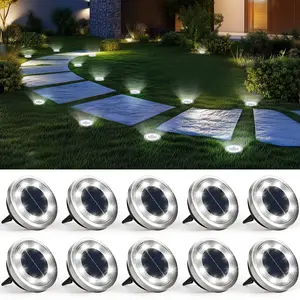 SOLPEX 10 Pack Solar Ground Lights Outdoor Waterproof, Solar Lights Outdoor Solar Powered Pathway Lights, Landscape Lighting for Garden Walkway Driveway Backyard Decor