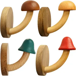 Fun  Solid Wooden Mushroom Coat Hook,Hanging Hooks for Towels,Hats-No Drilling Required for Kitchen,Bathroom,Cloakroom Light Organiser