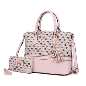 MKF Collection Saylor Circular M Emblem Print Women’s Tote Bag with matching Wristlet Wallet