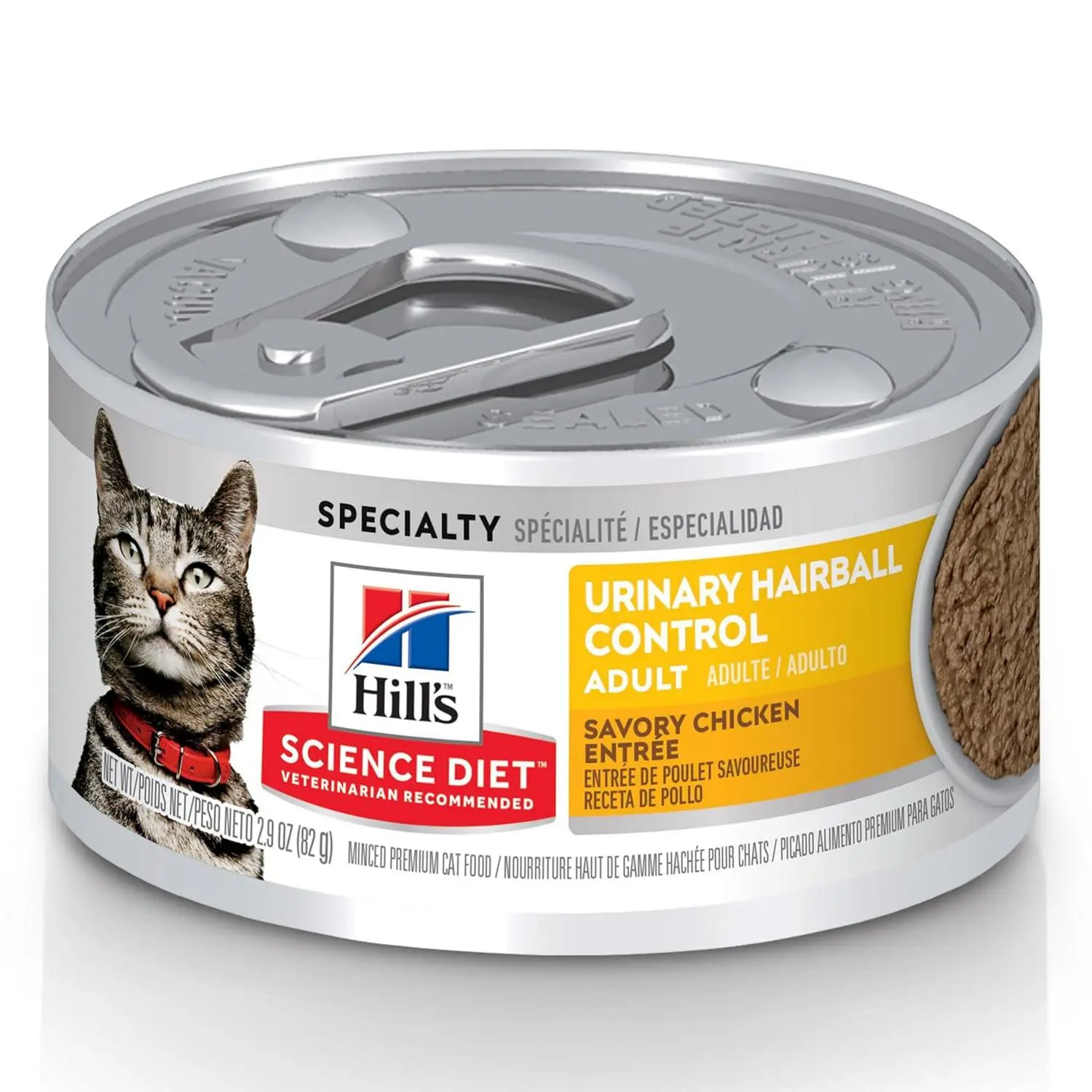 Hill's Science Diet Adult Urinary & Hairball Control Wet Cat Food | #1 Veterinarian Recommended, Chicken Minced, 2.9 oz. Cans, 12-Pack
