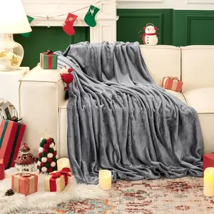 Deconovo Fleece Blanket Twin Blanket - Soft Lightweight Plush Cozy Twin Blankets for Bed, Sofa, Couch, Travel, Camping, 60x80 inches, Dark Grey
