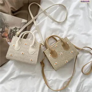 Women's Handmade Straw Crossbody Bag - Boho Woven Messenger Purse, Ethnic-Style Lightweight Portable Shoulder Bag, Summer Beach Vacation Daily Wear Accessory, Crossbody Bags For Women