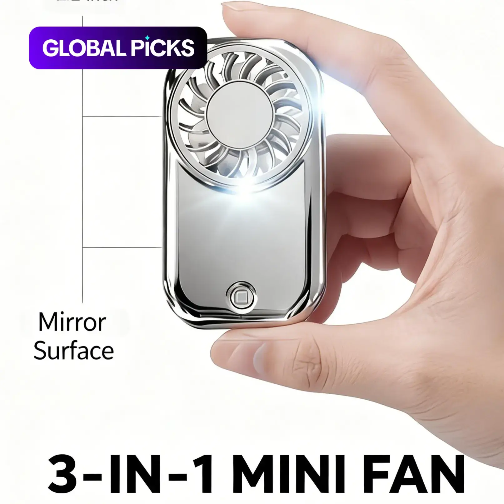 Mini Fan 11000RPM, Handheld Fan Powerful 5-Speed Portable Small Personal Fan, Lithium Battery Fan, USB Rechargeable Pocket Fan with Mirror Finish, Ultra-Light 55g Turbo Cooling Fan for Travel Office Gym, Silver/Orange #GLOBAL PICKS