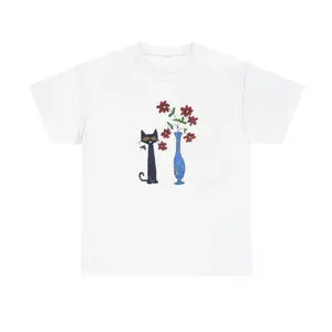 Pete the Cat Flower T-Shirt, Y2k Cat Tee, Funny Meme Animal Tee, Gifts Shirt, Unisex Vintage Graphic Tees Gothic Grunge Y2k Emo Scene Amity Affliction Style Clothes Men Women Streetwear