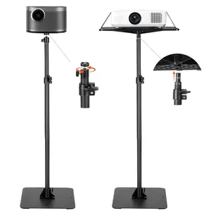VEVOR Projector Stand, Projector Floor Stand with Adjustable Height 30.3 to 63.4 inch, 360 Horizontal Rotation Projectors Cart for Meetings, Outdoor Movies, Video Stand, Gimbal Mount Tray Support
