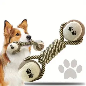 1pc Braided Rope Teeth Cleaning Dog Chew Durable Toy With Ball For Cat And Dog