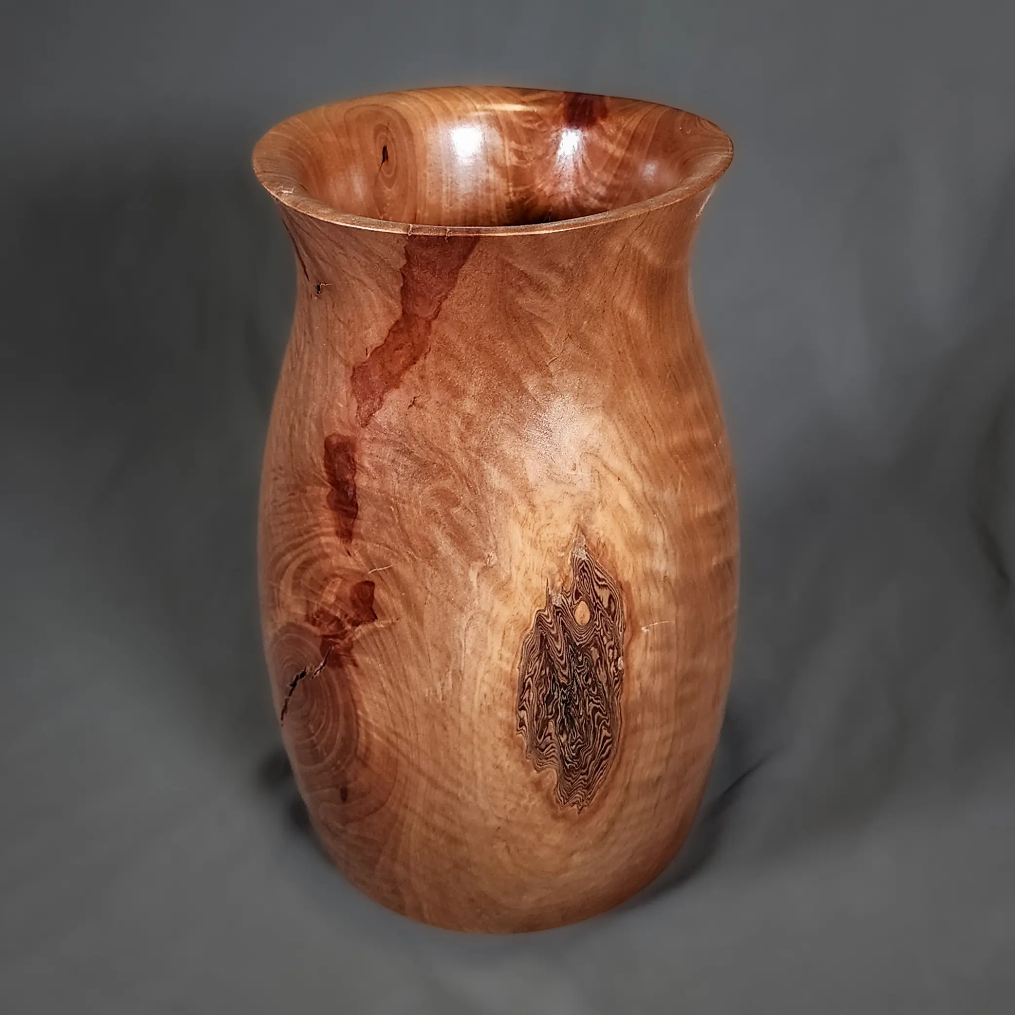 Hand Turned Basswood Vase #V134 - Unique Handcrafted Design with Natural Wood Grain