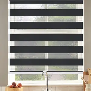 Blinds Roller Shades for Window Day and Night Blind Dual Layer Light Filtering Shade Light Room Darkening Horizontal Window Treatment 20" W X 72" H, Black