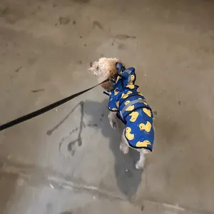 HDE Patterned Dog Raincoat with Hood - 100% Durable Reflective Polyester, Waterproof Coating, Fully Adjustable Strap, Universal Fit, Harness Opening, Dry Protection, Safety Outfits