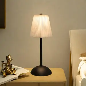 Pleated Design Table Lamp, USB Rechargeable Touch Control Desk Lamp, Decorative Night Light for Bedroom, Restaurant, Bar, Outdoor Party, Camping, Cafe, Led Desk Lamp