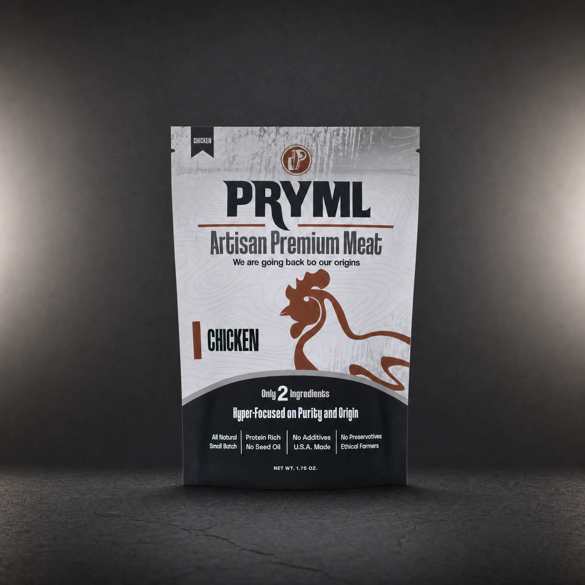 PRYML Chicken Breast Jerky | 42g Protein, 2 Ingredients | Regeneratively Raised Texas Chicken | No Seed Oils, No Preservatives | Small Batch USA Made