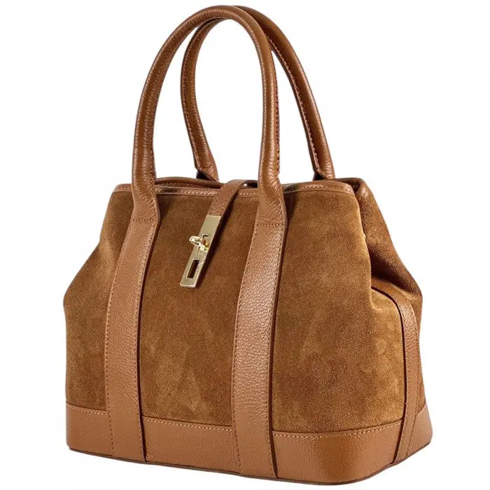 Valeria Authentic Italian Leather Extendible Satchel Top Handle Bag