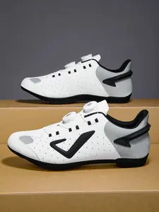 Unisex PU Leather Cycling Shoes, Quick-Release Buckles, Breathable Design, Ideal for Commuting & Outdoor Road Riding, All Seasons Sporty Style
