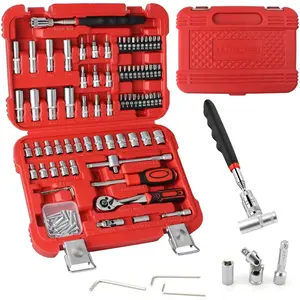 106PCS 1/4-inch Drive Socket Set with Wrench, CR-V Steel Kit, Ratchet Handle, Screwdriver Bit Set & Magnetic Pickup Tool, With 11x8x2.5-inch Carrying Case