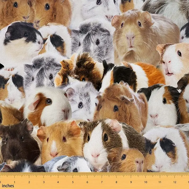 Feelyou Guinea Pig Upholstery Fabric - 1yd (36x58 in) Tight Weave Waterproof Outdoor Fabric with Animal Motif, for Outdoor Use, Home Decoration, Furniture DIY Projects